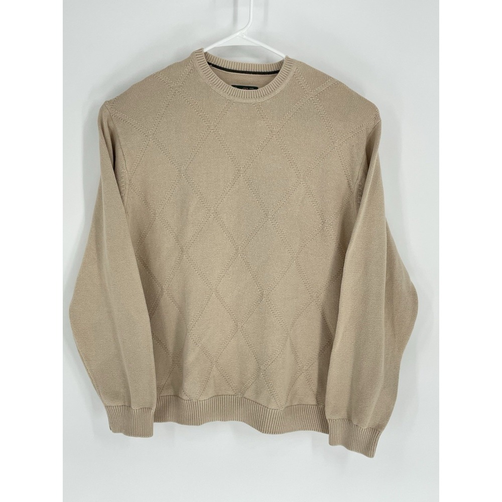 David Taylor Collection Mens‎ Size L Pullover Grandpa Sweater  Beige 100% Cotton